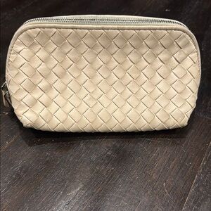 Bottega Veneta Intrecciato Cream Leather Pouch